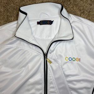 Coogi Full Zip Collared Sweatshirt With Pockets Men's Size XXL White 2XL